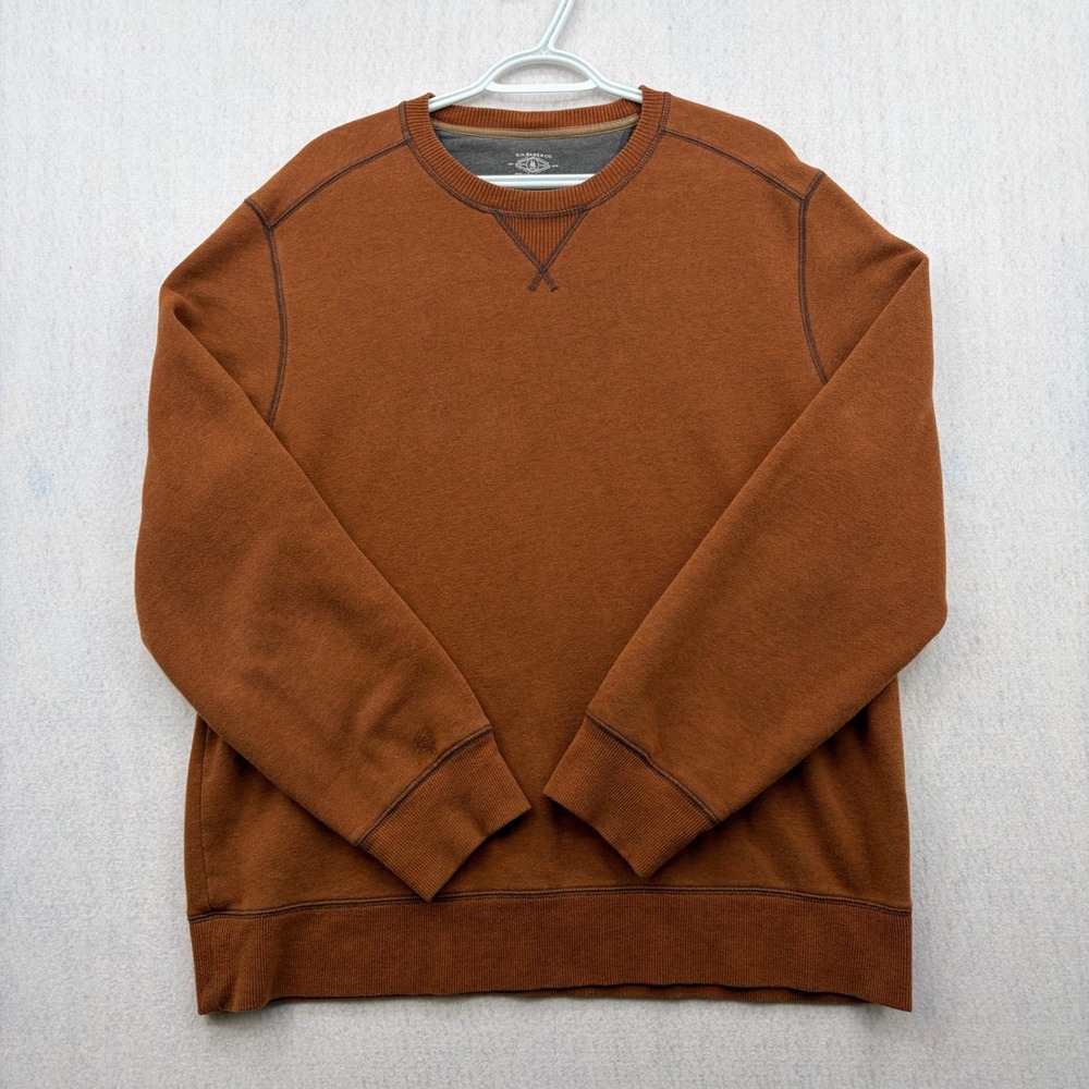 GH Bass & Co Mens XL Rust Orange Crewneck Sweatshirt Fleece Pullover Workwear